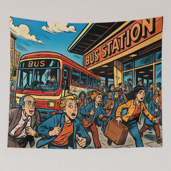 Item preview, Bus station | Comics stylCartoone -  designed and sold by ComicsFactory.