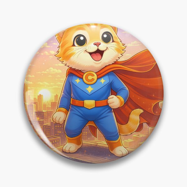 Item preview, Superhero Cat Standing Over City – Cute Cat Hero on Rooftop | Kawaii Comic Superhero Art designed and sold by Furfolkz.