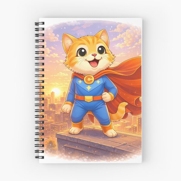 Item preview, Superhero Cat Standing Over City – Cute Cat Hero on Rooftop | Kawaii Comic Superhero Art designed and sold by Furfolkz.