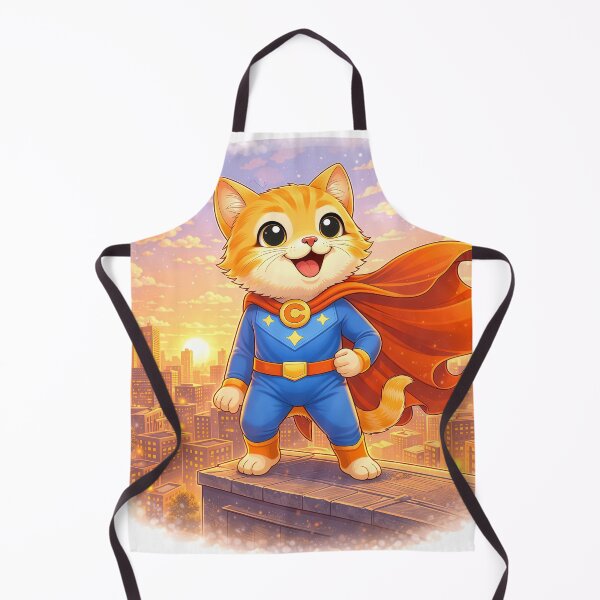 Item preview, Superhero Cat Standing Over City – Cute Cat Hero on Rooftop | Kawaii Comic Superhero Art designed and sold by Furfolkz.