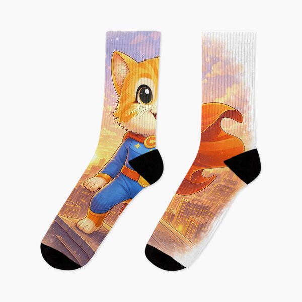 Item preview, Superhero Cat Standing Over City – Cute Cat Hero on Rooftop | Kawaii Comic Superhero Art designed and sold by Furfolkz.