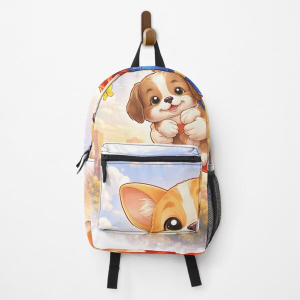 Item preview, Superhero Dog Saving Puppy – Cute Dog Hero Flying Over City | Kawaii Animal Superhero Art designed and sold by Furfolkz.