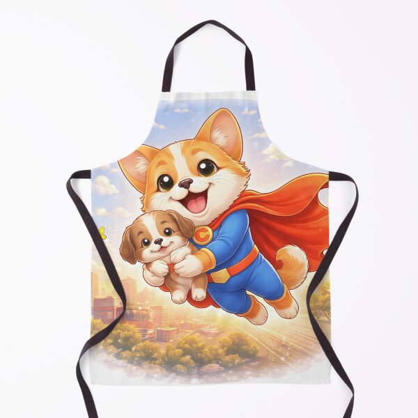 Item preview, Superhero Dog Saving Puppy – Cute Dog Hero Flying Over City | Kawaii Animal Superhero Art designed and sold by Furfolkz.