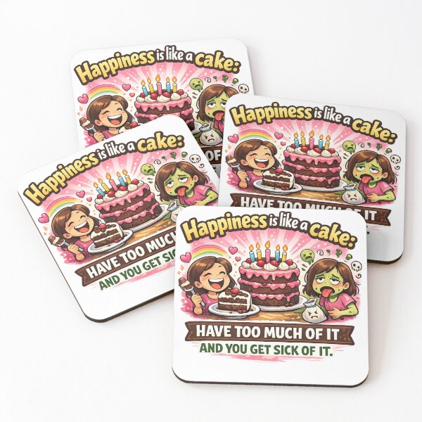 Item preview, Happiness Is Like a Cake – Funny Cake Quote Cartoon Humor Dessert Lover Design designed and sold by GarnerSupplyCo.