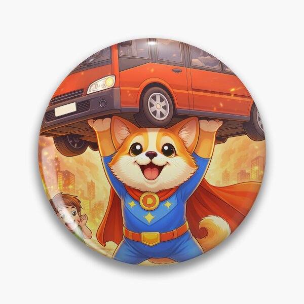 Item preview, Superhero Dog Lifting a Bus – Brave Dog Hero Saving a Child | Cute Animal Superhero Art designed and sold by Furfolkz.