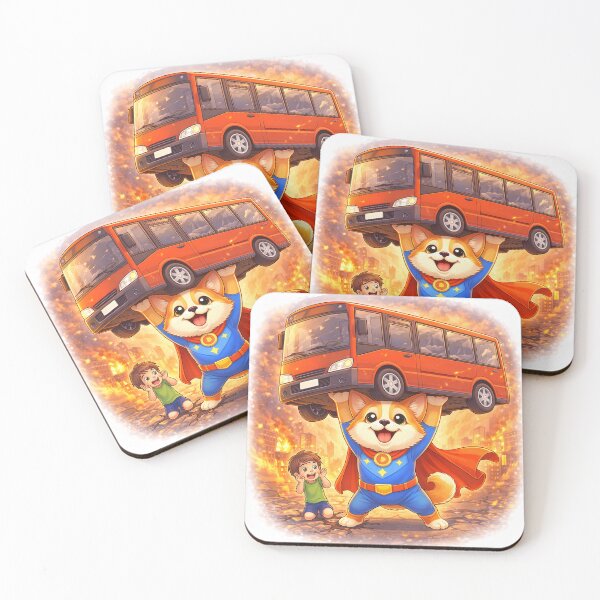 Item preview, Superhero Dog Lifting a Bus – Brave Dog Hero Saving a Child | Cute Animal Superhero Art designed and sold by Furfolkz.