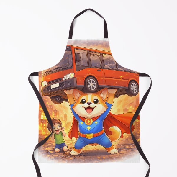 Item preview, Superhero Dog Lifting a Bus – Brave Dog Hero Saving a Child | Cute Animal Superhero Art designed and sold by Furfolkz.