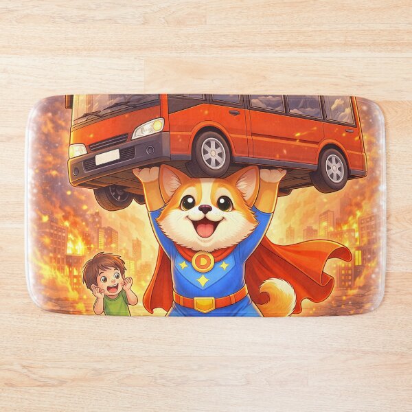 Item preview, Superhero Dog Lifting a Bus – Brave Dog Hero Saving a Child | Cute Animal Superhero Art designed and sold by Furfolkz.