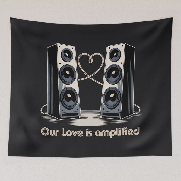 Item preview, Our Love is Amplified Retro Hi-Fi Speaker Music Romance Art designed and sold by SplashTastic.