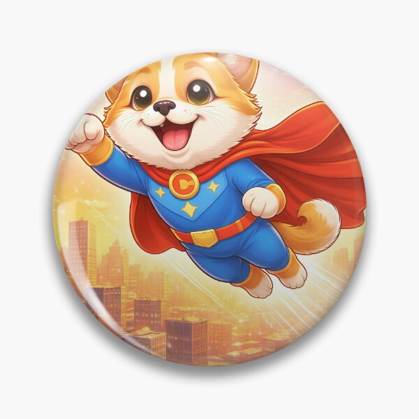 Item preview, Flying Superhero Dog Over the City – Cute Dog Hero in the Sky | Animal Superhero Illustration designed and sold by Furfolkz.