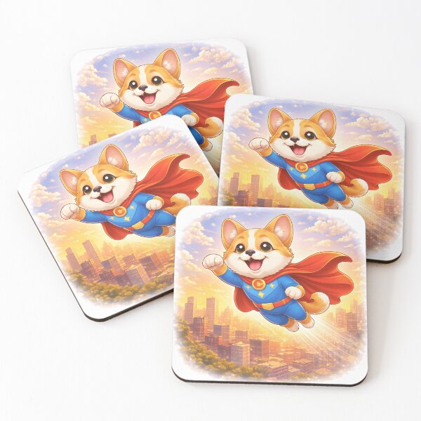 Item preview, Flying Superhero Dog Over the City – Cute Dog Hero in the Sky | Animal Superhero Illustration designed and sold by Furfolkz.