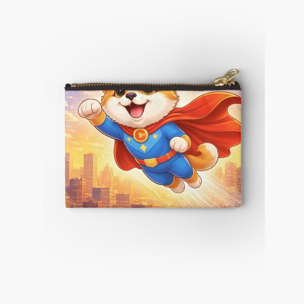 Item preview, Flying Superhero Dog Over the City – Cute Dog Hero in the Sky | Animal Superhero Illustration designed and sold by Furfolkz.