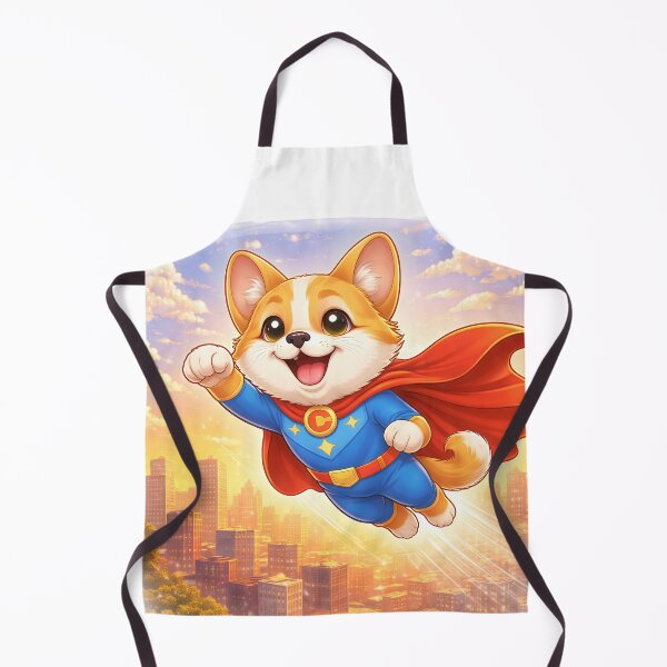 Item preview, Flying Superhero Dog Over the City – Cute Dog Hero in the Sky | Animal Superhero Illustration designed and sold by Furfolkz.