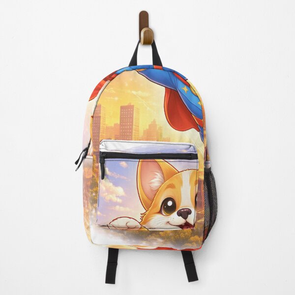 Item preview, Flying Superhero Dog Over the City – Cute Dog Hero in the Sky | Animal Superhero Illustration designed and sold by Furfolkz.