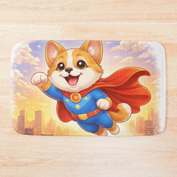 Item preview, Flying Superhero Dog Over the City – Cute Dog Hero in the Sky | Animal Superhero Illustration designed and sold by Furfolkz.