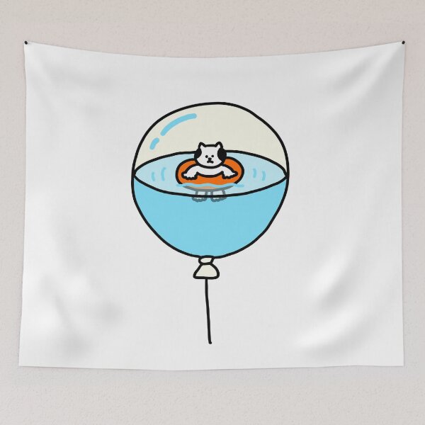 Aperçu de l'œuvre un chat dans le ballon créée et vendue par superbaechoo.