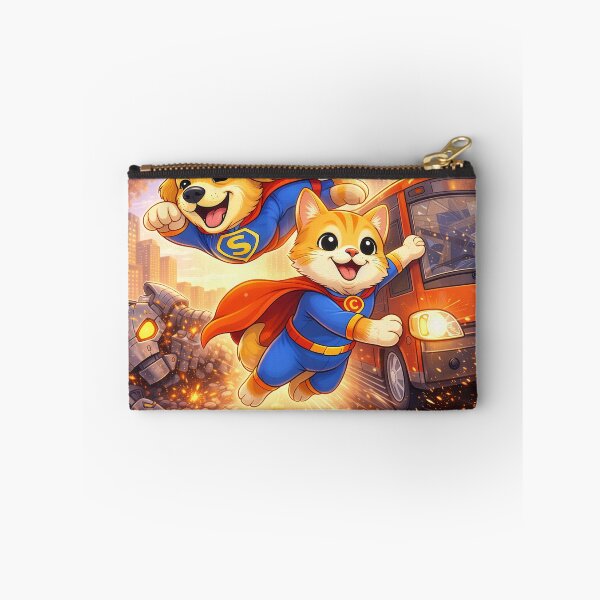 Item preview, Dog and Cat Superhero Duo Saving the City – Cute Animal Heroes in Action | Superhero Pets Illustration designed and sold by Furfolkz.