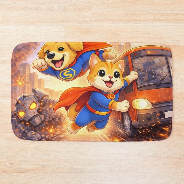 Item preview, Dog and Cat Superhero Duo Saving the City – Cute Animal Heroes in Action | Superhero Pets Illustration designed and sold by Furfolkz.