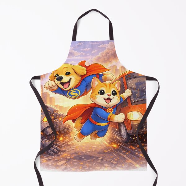 Item preview, Dog and Cat Superhero Duo Saving the City – Cute Animal Heroes in Action | Superhero Pets Illustration designed and sold by Furfolkz.