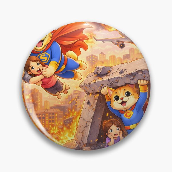 Item preview, Dog and Cat Superheroes Saving Children – Epic Animal Heroes Rescue Scene | Cute Superhero Pets Illustration designed and sold by Furfolkz.