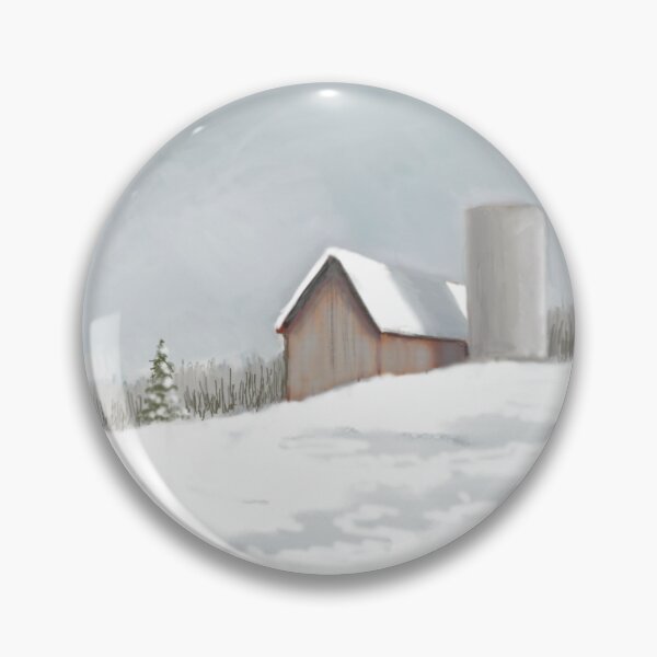 Item preview, Old Barn in Winter with Silo, Solitude, Snow Digital Painting designed and sold by JoyfulWhimsy.