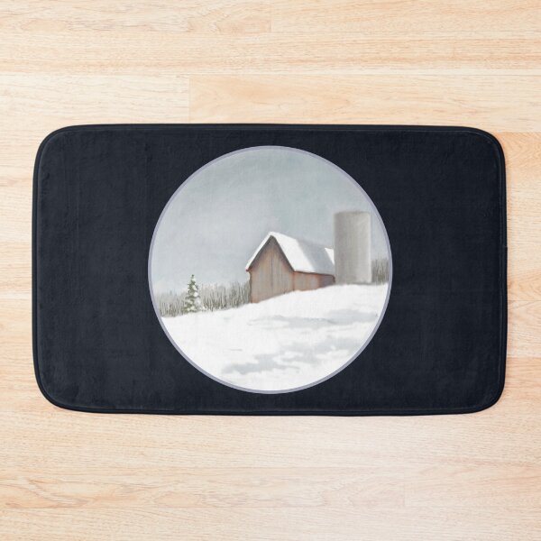 Item preview, Old Barn in Winter with Silo, Solitude, Snow Digital Painting designed and sold by JoyfulWhimsy.