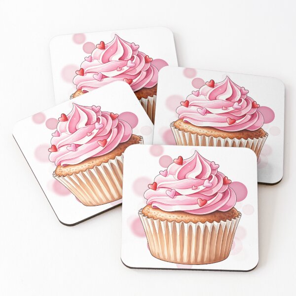 Item preview, Cupcake with Heart Sprinkles – Cute Dessert Illustration designed and sold by iamKRUK.