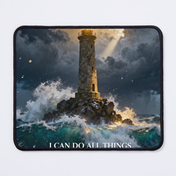 Item preview, Christian Faith Wall Art | I Can Do All Things Through Christ Lighthouse Art designed and sold by Eternal Kingdom Store.