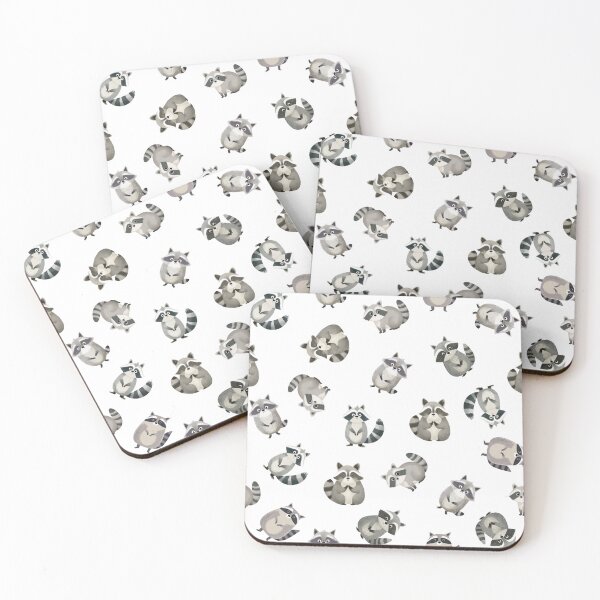 Item preview, Tossed Watercolor Raccoons on White designed and sold by KSimpson838.
