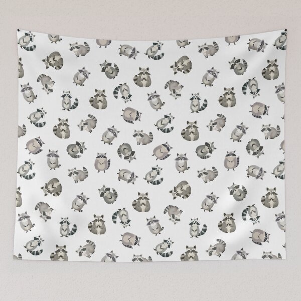 Item preview, Tossed Watercolor Raccoons on White designed and sold by KSimpson838.