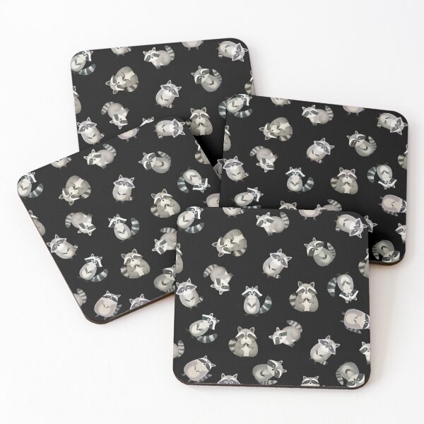 Item preview, Tossed Watercolor Raccoons on Black designed and sold by KSimpson838.