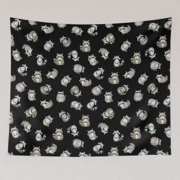 Item preview, Tossed Watercolor Raccoons on Black designed and sold by KSimpson838.