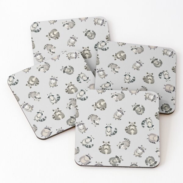 Item preview, Tossed Watercolor Raccoons on Light Gray designed and sold by KSimpson838.