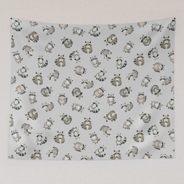 Item preview, Tossed Watercolor Raccoons on Light Gray designed and sold by KSimpson838.