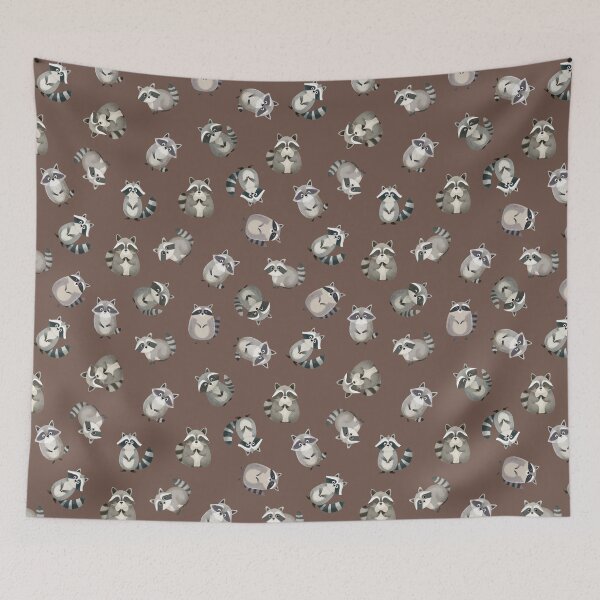 Item preview, Tossed Watercolor Raccoons on Dark Brown  designed and sold by KSimpson838.