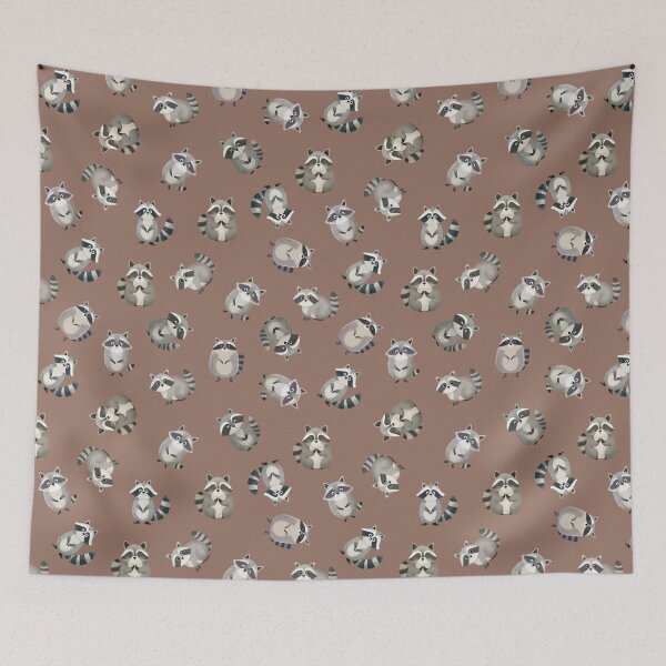 Item preview, Tossed Watercolor Raccoons on Brown  designed and sold by KSimpson838.