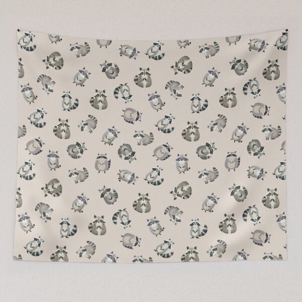 Item preview, Tossed Watercolor Raccoons on Beige designed and sold by KSimpson838.