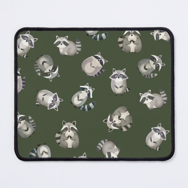 Item preview, Tossed Watercolor Raccoons on Dark Green designed and sold by KSimpson838.