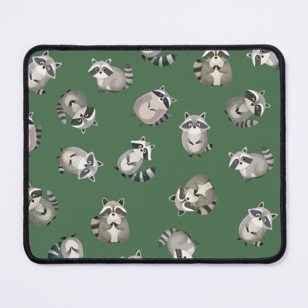 Item preview, Tossed Watercolor Raccoons on Green designed and sold by KSimpson838.