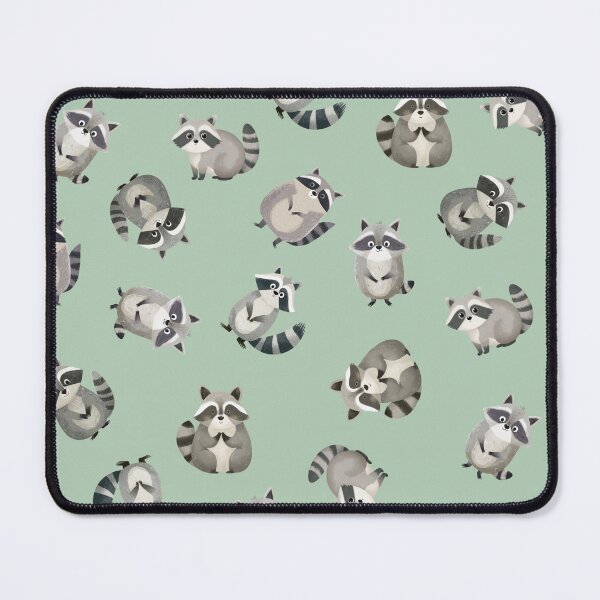 Item preview, Tossed Watercolor Raccoons on Light Green designed and sold by KSimpson838.