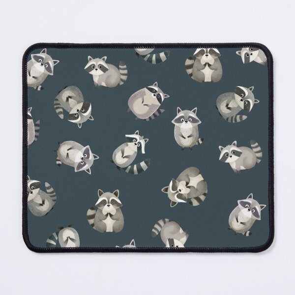 Item preview, Tossed Watercolor Raccoons on Dark Gray-Blue designed and sold by KSimpson838.
