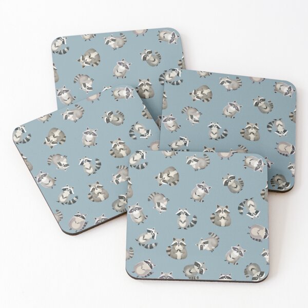 Item preview, Tossed Watercolor Raccoons on Light Gray-Blue designed and sold by KSimpson838.