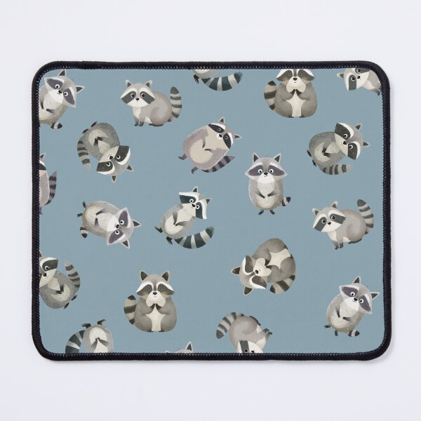 Item preview, Tossed Watercolor Raccoons on Light Gray-Blue designed and sold by KSimpson838.