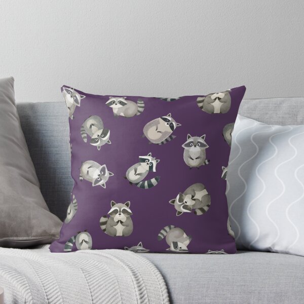 Item preview, Tossed Watercolor Raccoons on Dark Purple designed and sold by KSimpson838.