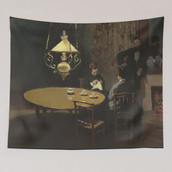 Item preview, Interior After Dinner by Claude Monet: Moody Impressionist Interior Poster designed and sold by artofuniverse.