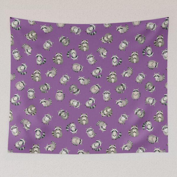 Item preview, Tossed Watercolor Raccoons on Purple designed and sold by KSimpson838.