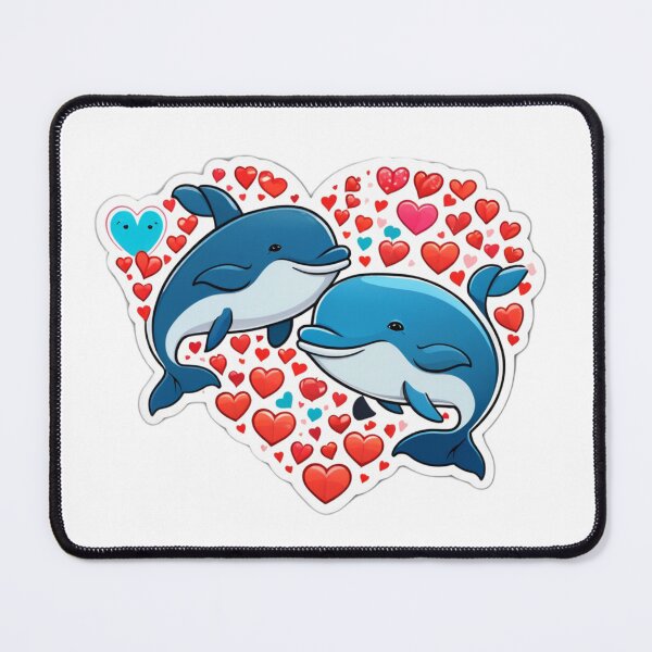 Item preview, Valentine Dolphin Love – Cute Dolphin Couple in Heart designed and sold by Crafty Tiger Studio.