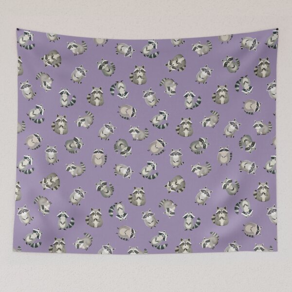 Item preview, Tossed Watercolor Raccoons on Light Purple designed and sold by KSimpson838.