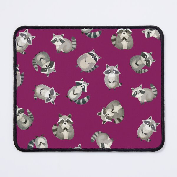 Item preview, Tossed Watercolor Raccoons on Dark Pink designed and sold by KSimpson838.