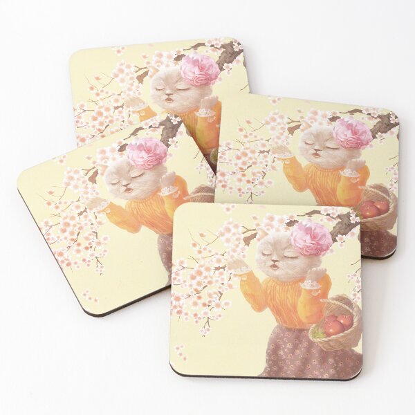 Item preview, Springtime Melody – Miss Meow Singing Under Cherry Blossomsng with Flowers designed and sold by ZKOZKOHI.